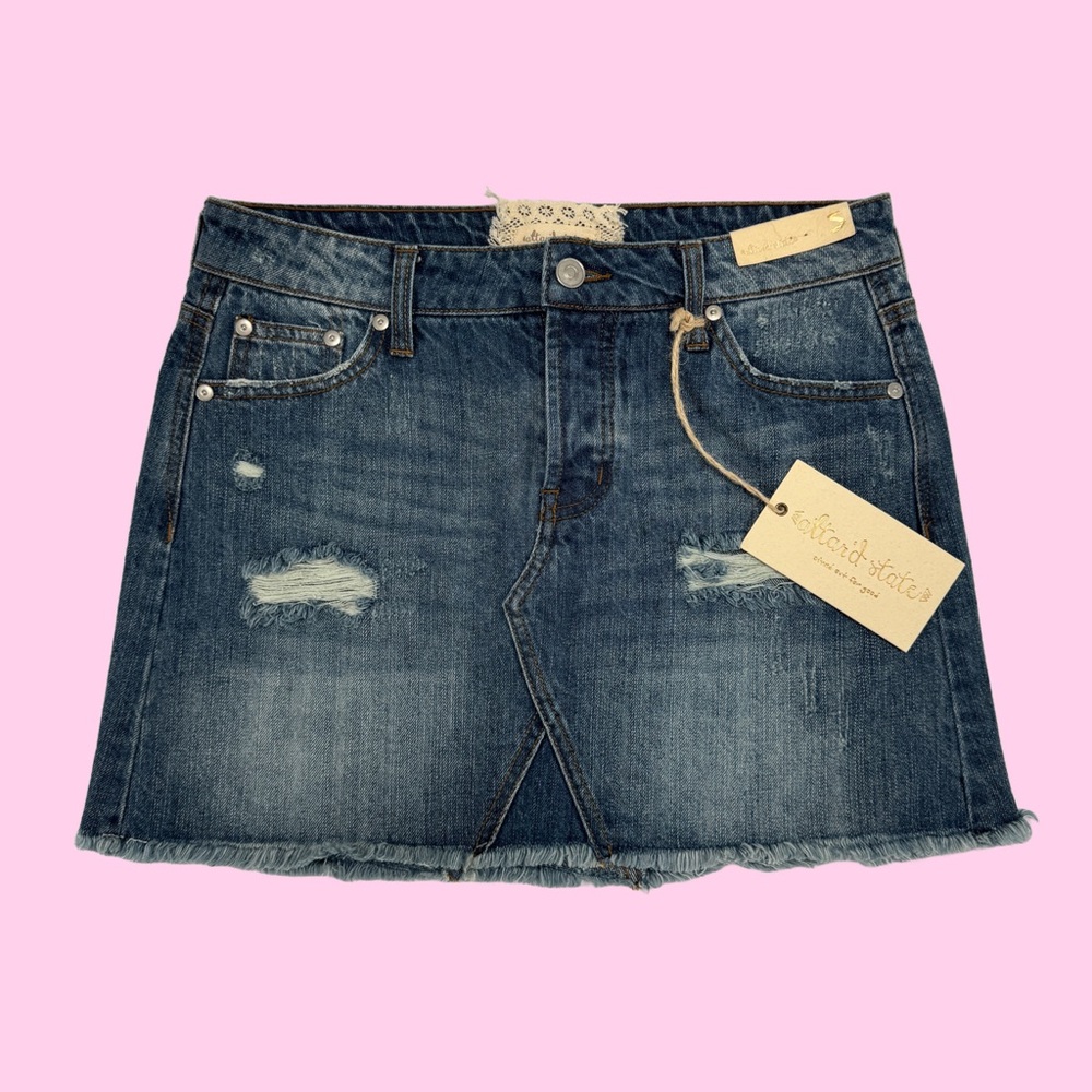 Altar'd State Blue and Gold Mini Skirt Casual